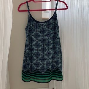 Blue and green striped tank top blouse